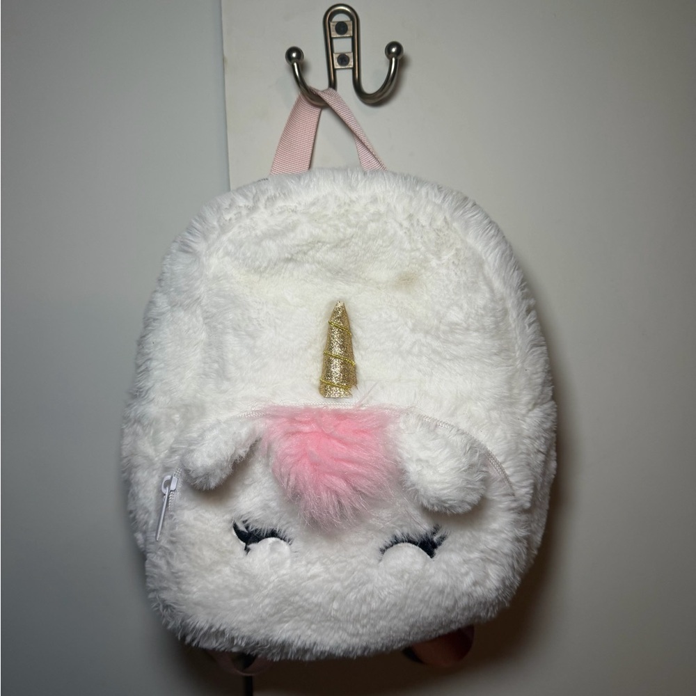 Claire’s Fuzzy Unicorn Mini Backpack - Picture 2 of 7